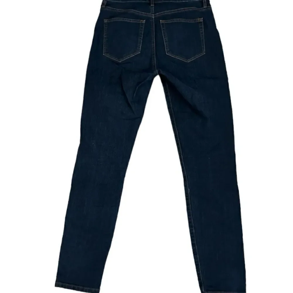 LOFT Dark Wash High Rise Skinny Gold Tone buttons Size 26